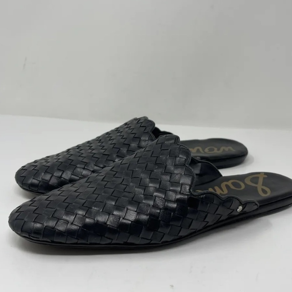 Sam Edelman Flats Woven Black Leather Mules (Shoes Size 8)